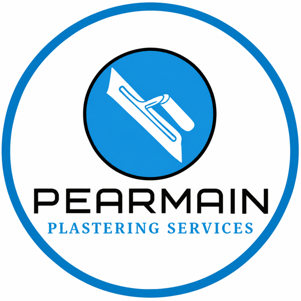 Pearmain Plastering Services logo: a plastering trowel in a blue circle